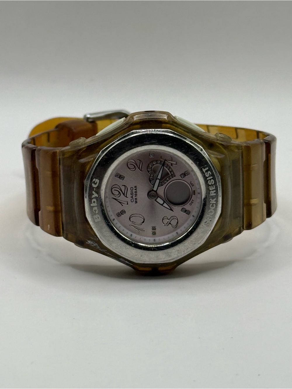 Casio Baby-G Quartz WR Analog 39mm Dial Causal Brown Band Watch - Silver Face